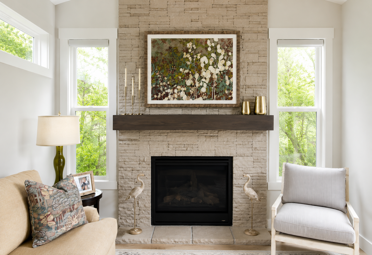 blue heron interior design art accessory selection